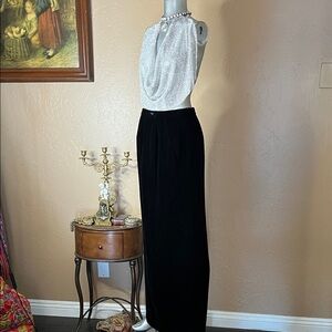 Vintage Mary McFadden Black Velvet Silk Pencil Skirt.  SZ 10